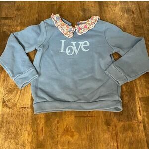 365 Kids blue Love floral‎ collar pullover crew sweatshirt SIZE 6